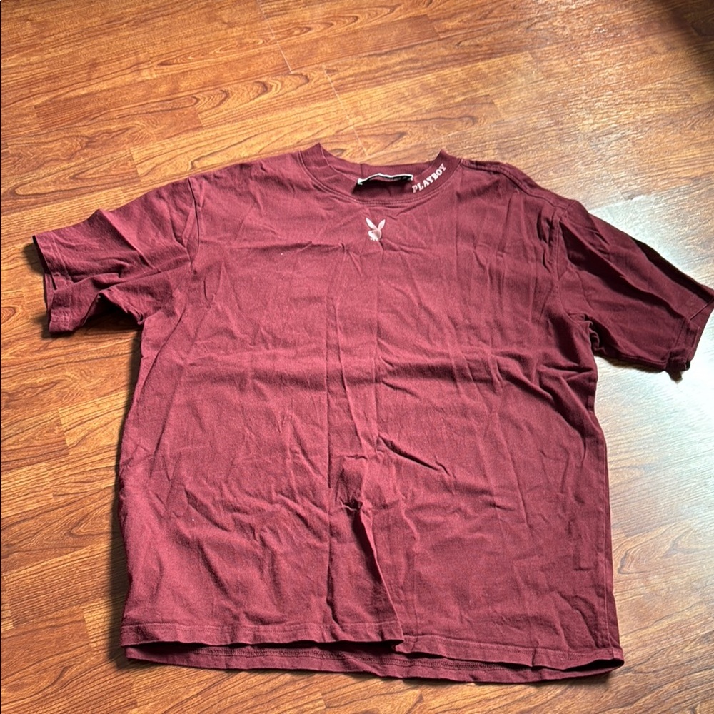 PLAYBOY Red Short Sleeve Tee Classic Crew Neck